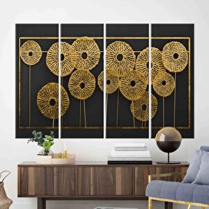 3d Metalik Etkili Modern Duvar Sanatı, Soyut Poster, Altın Efektli Trend Kanvas