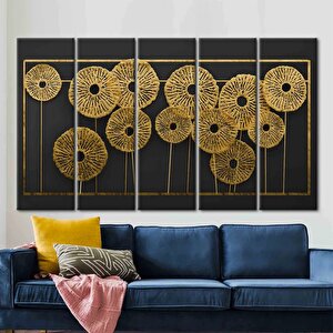 3d Metalik Etkili Modern Duvar Sanatı, Soyut Poster, Altın Efektli Trend Kanvas