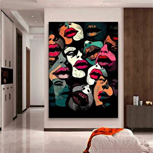 Renkli Soyut Dudak Posteri; Neon Öpücük Soyut Sanat Baskısı; Soyut Poster Sanat Baskısı; Soyut Duvar 80x120 cm
