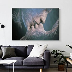 Öpüşen Çift Tablosu, Sevgililer Günü Hediyesi, Modern & Romantik Kanvas Poster 80x150 cm