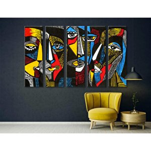Gerçeküstü Renkli Yüzler; Soyut Duvar Dekoru; Trendy Poster; İnsan Portresi Kanvas; Soyut Yüz Sanatı 80x120 cm