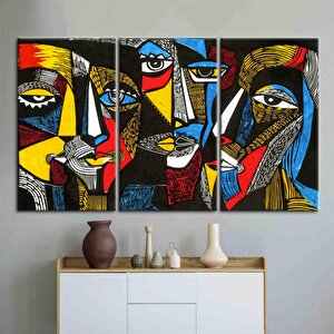 Gerçeküstü Renkli Yüzler; Soyut Duvar Dekoru; Trendy Poster; İnsan Portresi Kanvas; Soyut Yüz Sanatı