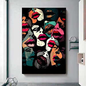 Renkli Soyut Dudak Posteri; Neon Öpücük Soyut Sanat Baskısı; Soyut Poster Sanat Baskısı; Soyut Duvar