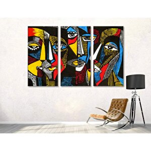 Gerçeküstü Renkli Yüzler; Soyut Duvar Dekoru; Trendy Poster; İnsan Portresi Kanvas; Soyut Yüz Sanatı 100x200 cm