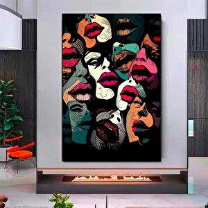 Renkli Soyut Dudak Posteri; Neon Öpücük Soyut Sanat Baskısı; Soyut Poster Sanat Baskısı; Soyut Duvar 40x60 cm