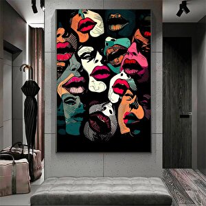 Renkli Soyut Dudak Posteri; Neon Öpücük Soyut Sanat Baskısı; Soyut Poster Sanat Baskısı; Soyut Duvar