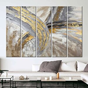 Büyük Boy Altın Gri Yağlıboya Kanvas Tablo, El Yapımı Minimalist Modern Sanat, Baba İçin Hediye