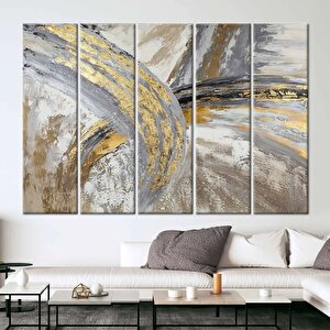 Büyük Boy Altın Gri Yağlıboya Kanvas Tablo, El Yapımı Minimalist Modern Sanat, Baba İçin Hediye