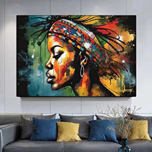 Modern Afro-amerikan Kadın Graffiti Duvar Sanatı. Kadın Graffiti Duvar Dekoru 80x160 cm