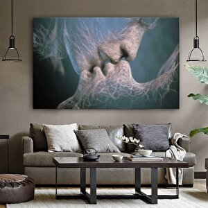 Öpüşen Çift Tablosu, Sevgililer Günü Hediyesi, Modern & Romantik Kanvas Poster 50x70 cm