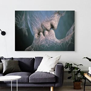 Öpüşen Çift Tablosu, Sevgililer Günü Hediyesi, Modern & Romantik Kanvas Poster 50x70 cm