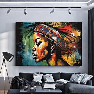 Modern Afro-amerikan Kadın Graffiti Duvar Sanatı. Kadın Graffiti Duvar Dekoru 80x120 cm