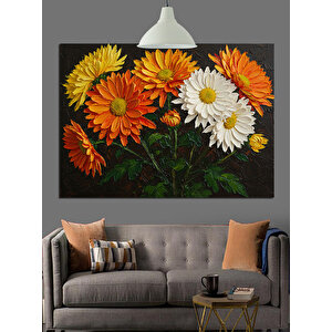 Sarı Papatya Çiçek Buketi Dekoratif Kanvas - Mdf Ahşap Tablo 70x100 cm