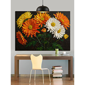 Sarı Papatya Çiçek Buketi Dekoratif Kanvas - Mdf Ahşap Tablo 70x100 cm