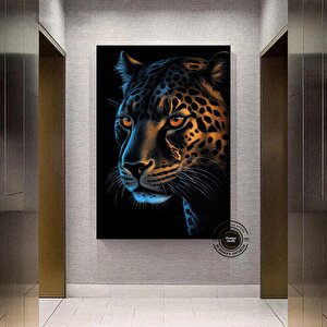 Jaguar Yakın Plan Kanvas, Yaban Hayatı Duvar Posteri, Ofis İçin Soyut Hediye 20x30 cm