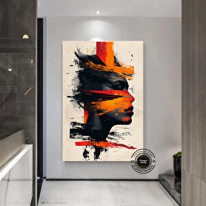 Soyut Kadın Figür Tablosu; Büyük Kanvas Duvar Sanatı; Kadın Figürü Kanvası; Turuncu Doku Tablosu 100x150 cm