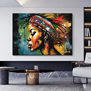 Modern Afro-amerikan Kadın Graffiti Duvar Sanatı. Kadın Graffiti Duvar Dekoru 70x150 cm