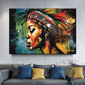 Modern Afro-amerikan Kadın Graffiti Duvar Sanatı. Kadın Graffiti Duvar Dekoru 70x150 cm