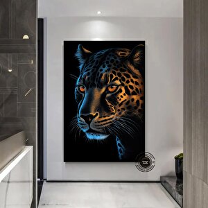 Jaguar Yakın Plan Kanvas, Yaban Hayatı Duvar Posteri, Ofis İçin Soyut Hediye 120x150 cm