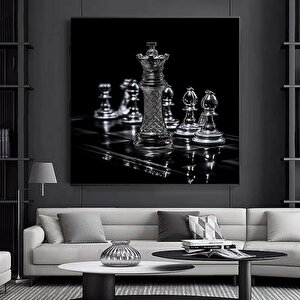 Satranç Vezir Kristal Kanvas Duvar Sanatı Dekoru 100x100 cm