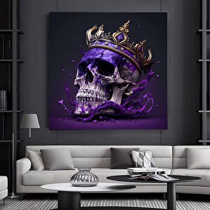Kanvas Duvar Sanatı; Dev Boy Kanvas; Kafatası Kral Posteri; Siyah-altın Duvar Sanatı; Trendy; İskele 100x100 cm