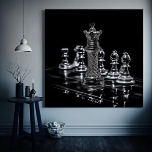 Satranç Vezir Kristal Kanvas Duvar Sanatı Dekoru 120x120 cm
