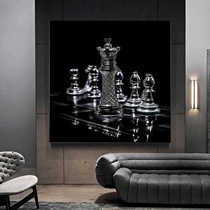 Satranç Vezir Kristal Kanvas Duvar Sanatı Dekoru 80x80 cm