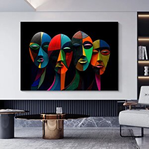 Modern Sanat Kanvası, Soyut İnsan Duvar Dekoru, Soyut Kanvas Sanatı, Renkli Yüz Kanvas Sanatı 60x120 cm