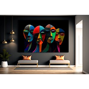 Modern Sanat Kanvası, Soyut İnsan Duvar Dekoru, Soyut Kanvas Sanatı, Renkli Yüz Kanvas Sanatı 60x120 cm