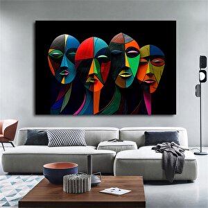 Modern Sanat Kanvası, Soyut İnsan Duvar Dekoru, Soyut Kanvas Sanatı, Renkli Yüz Kanvas Sanatı 60x120 cm