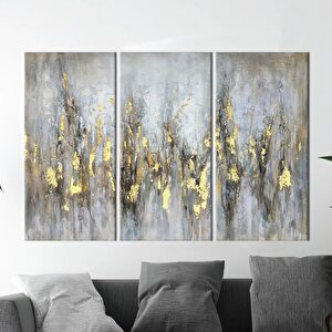 Yumuşak Tonlar Ve Altın Baskı, Gri Ve Altın Renkli Trend 3d Soyut Kanvas 80x120 cm