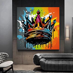 Taç Graffiti Duvar Sanatı; Kral Tacı Dijital Sanat Baskısı; Pop Art; Urban Graffiti 70x70 cm