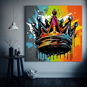 Taç Graffiti Duvar Sanatı; Kral Tacı Dijital Sanat Baskısı; Pop Art; Urban Graffiti