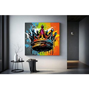 Taç Graffiti Duvar Sanatı; Kral Tacı Dijital Sanat Baskısı; Pop Art; Urban Graffiti