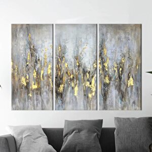 Yumuşak Tonlar Ve Altın Baskı, Gri Ve Altın Renkli Trend 3d Soyut Kanvas 20x30 cm