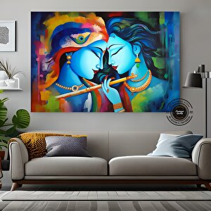 Radha Krishna Tablosu, Reprodüksiyon Kanvas Sanatı, Geleneksel Hindistan Baskısı