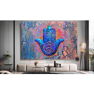 Hamsa Spiritüel Sanat Çok Renkli Kanvas; Hamsa Eli; Hamsa El Baskısı; Fatima Eli; Hamsa Duvar Sanatı;