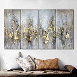 Yumuşak Tonlar Ve Altın Baskı, Gri Ve Altın Renkli Trend 3d Soyut Kanvas 70x100 cm