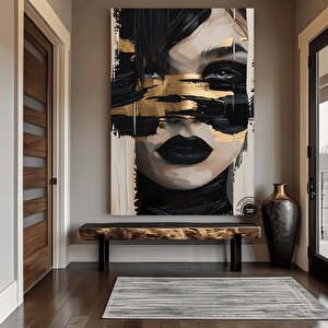 Soyut Kadın Portresi – Siyah Ve Altın Çok Renkli Poster – Modern Sanat