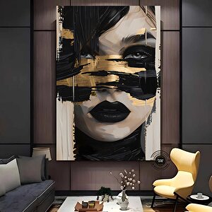 Soyut Kadın Portresi – Siyah Ve Altın Çok Renkli Poster – Modern Sanat