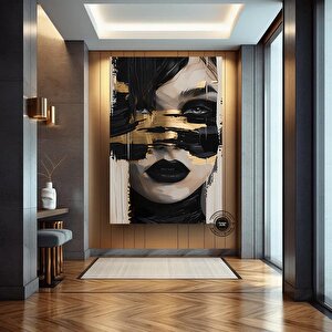 Soyut Kadın Portresi – Siyah Ve Altın Çok Renkli Poster – Modern Sanat