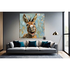Komik Eşek Tablosu; Gülümseyen Eşek Duvar Asması; Renkli Eşek Kanvas Baskısı – Eğlenceli Ve Canlı Ha
