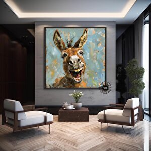 Komik Eşek Tablosu; Gülümseyen Eşek Duvar Asması; Renkli Eşek Kanvas Baskısı – Eğlenceli Ve Canlı Ha 40x40 cm