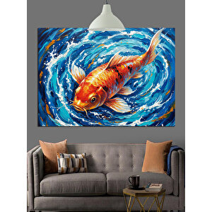 Renkli Koi Balığı Dekoratif Kanvas - Mdf Ahşap Tablo 70x100 cm