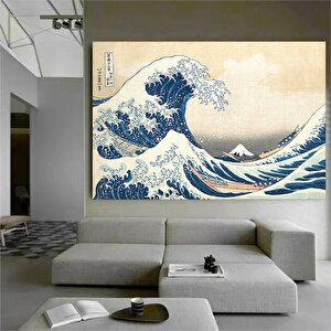 Katsushika Hokusai Eseri; Büyük Dalga; Japon Duvar Sanatı; Japon Kanvas; Japon Posteri 80x160 cm