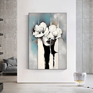 Kadın Soyut Sanatı, Altın Fırça Darbeleri Ile Modern Poster Dekoru, Kadın Duvar Kanvas Sanatı