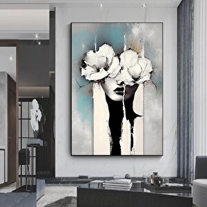 Kadın Soyut Sanatı, Altın Fırça Darbeleri Ile Modern Poster Dekoru, Kadın Duvar Kanvas Sanatı 80x120 cm