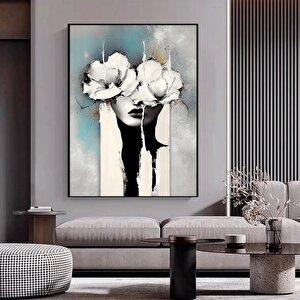 Kadın Soyut Sanatı, Altın Fırça Darbeleri Ile Modern Poster Dekoru, Kadın Duvar Kanvas Sanatı 80x120 cm