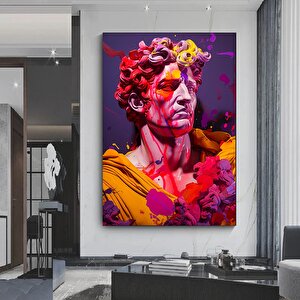 Davut Büstü Graffiti Yağlıboya, Pichiavo Stili Realistik Kentsel Kanvas Portre 30x40 cm