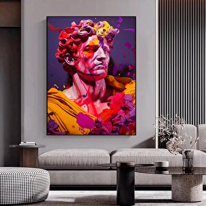 Davut Büstü Graffiti Yağlıboya, Pichiavo Stili Realistik Kentsel Kanvas Portre 30x40 cm